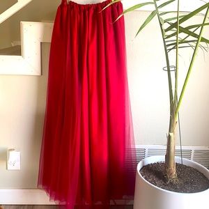 Burgundy High waisted Tulle skirt